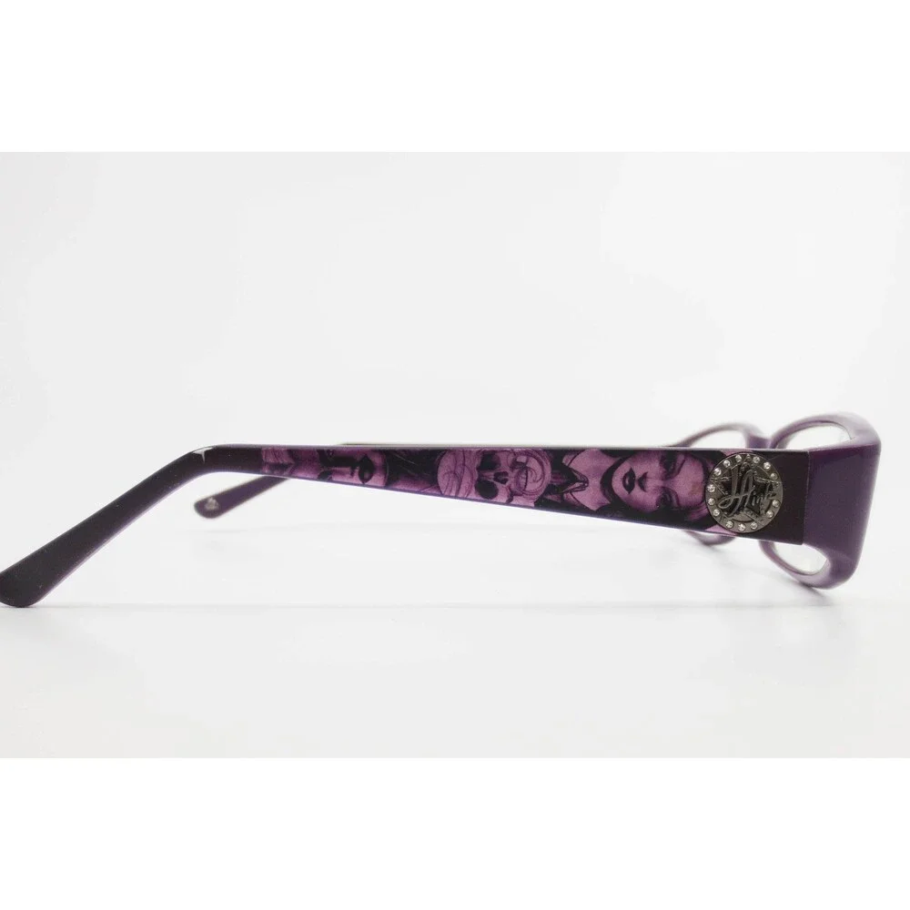 LA Ink LI-005 Purple Eyeglasses Frames Tattoo Graphic Rhinestone Skull 52-17-135